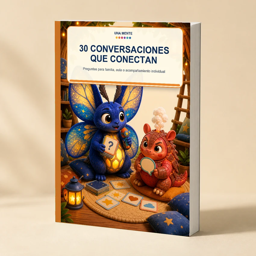 Mockup físico de 30 Conversaciones que Conectan con la misma capa del PDF