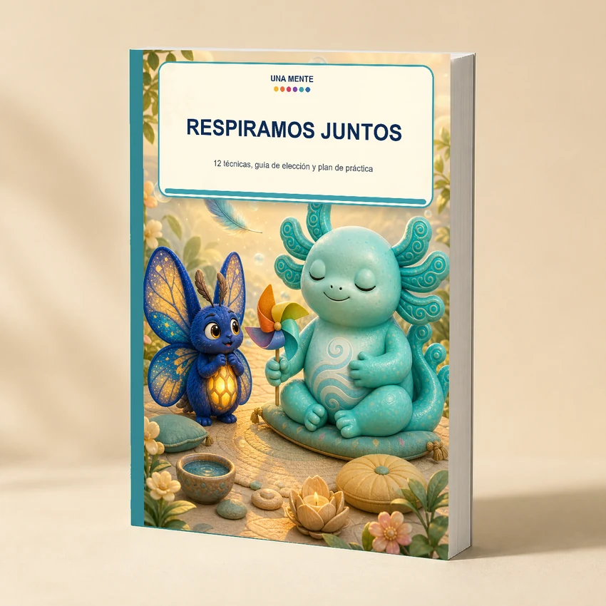 Mockup físico de Respiramos Juntos con la misma capa del PDF