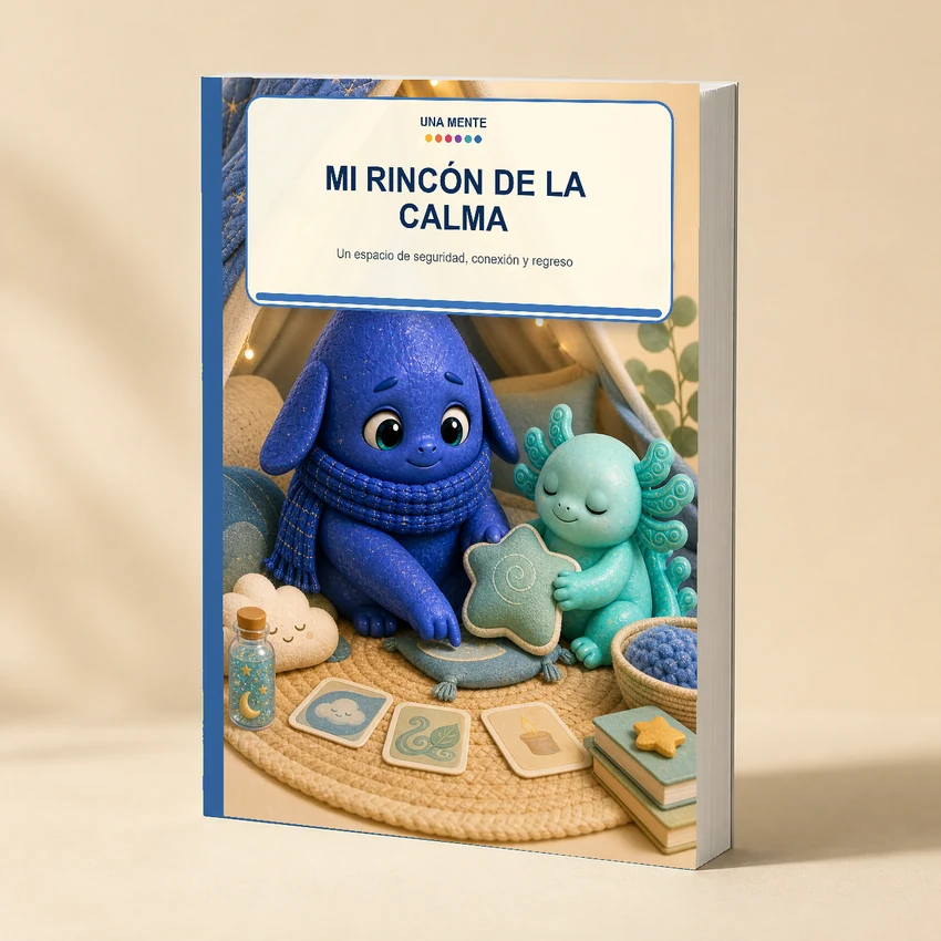 Mockup físico de Mi Rincón de la Calma con la misma capa del PDF